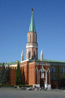 The St. Nicholas (Nikolskaya) Tower in Moscow Kremlin