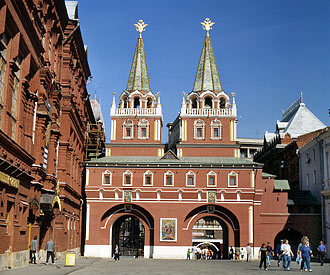 The Resurrection Gate and the Iberian Chapel in Moscow Kremlin